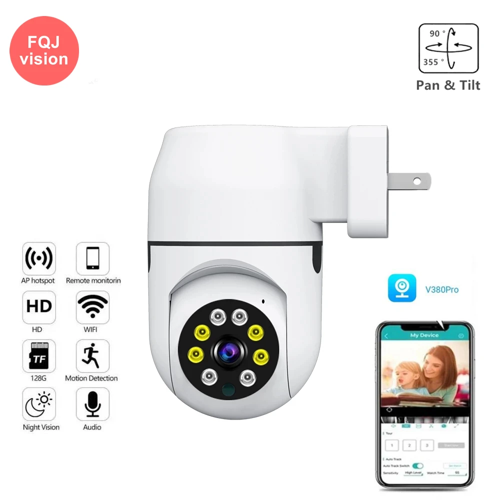 

3MP MINI WIFI Surveillance Camera V380 Pro Two Way Audio Home Security Wireless CCTV Power Plug Direct ON Baby Pet Monitor