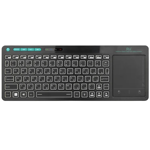 Миниатюрная Беспроводная мультимедийная Bluetooth-клавиатура Rii RT518S с Цветной подсветкой, 2 светодиода, мышь, перезаряжаемая клавиатура для ТВ-приставки/ПК на Android
