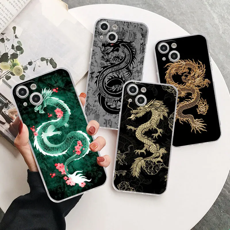 

Phone Case For Apple iPhone 11 14 12 13 Pro Max mini 5 6 6s 7 8 Plus SE X XR XS Silicone Soft Fundas Fashion Ferocious Dragon