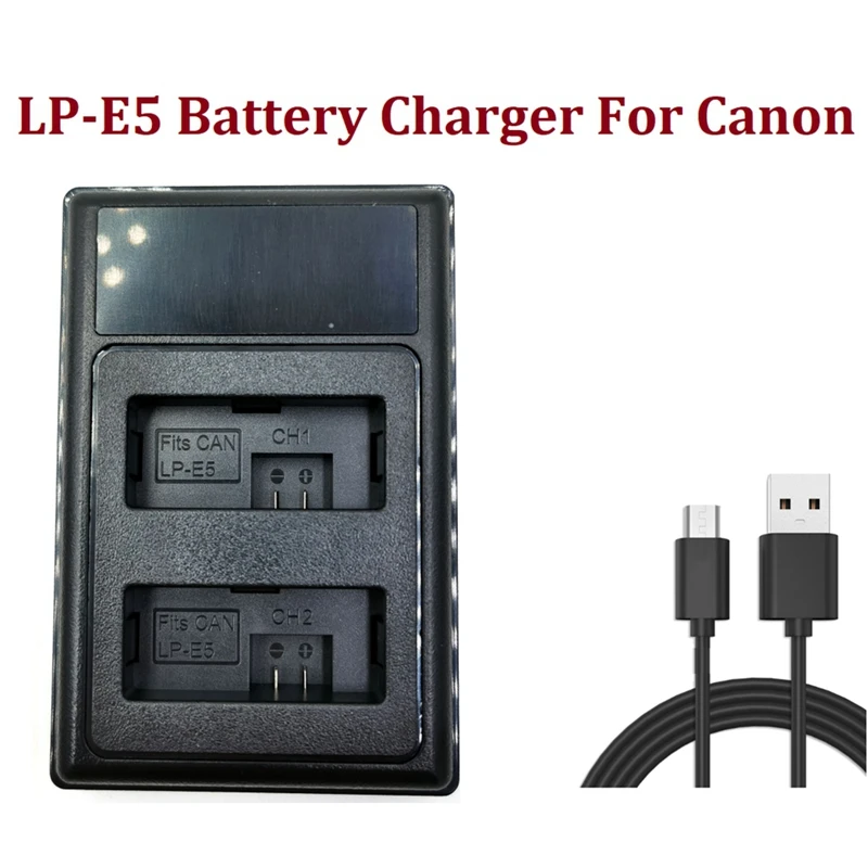 Фото Зарядное устройство LP-E5 с двумя USB-портами для Canon EOS T1I XS Xsi EOS 450D 500D 1000D №1