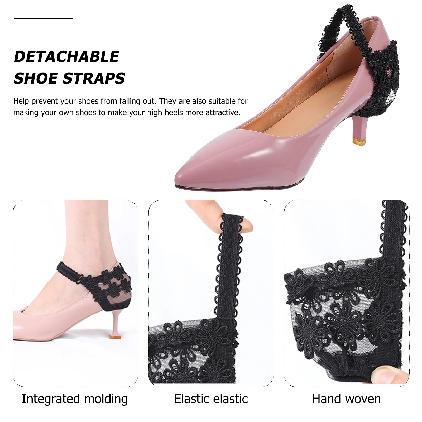 4 Pairs Shoelaces Anti- Loose Kitten Heels Women Dressy Detachable Belt Straps Elastic High Fixing Shoes
