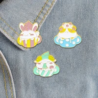 cartoon animal bath cup enamel pin cute sheep rabbit metal brooch backpack clothes lapel badge childrensjewelry gift wholesale