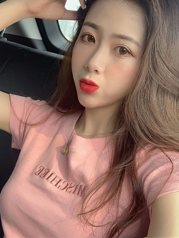 Женский топ с коротким рукавом чистая женская футболка брендовая летняя одежда