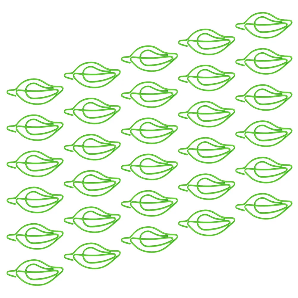 

30 Pcs Leaf Paper Clip Clips Small Green Decorations Shape Metal Student Paperclip Pp Shaped Agenda