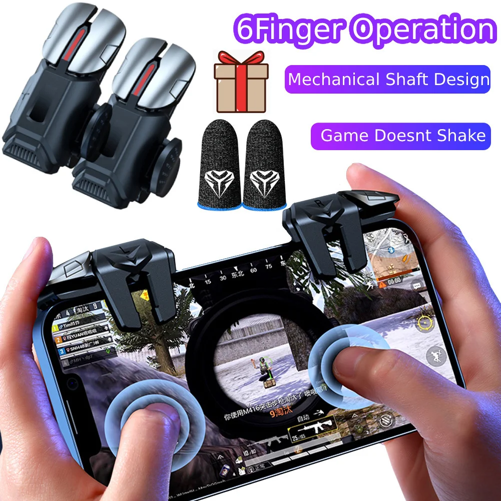 

G21 Mobile Phone Game Trigger Gamepad Joystick 6-Finger Aim Shooting L1 R1 Key Button For Phone Android For PUBG Game Controller