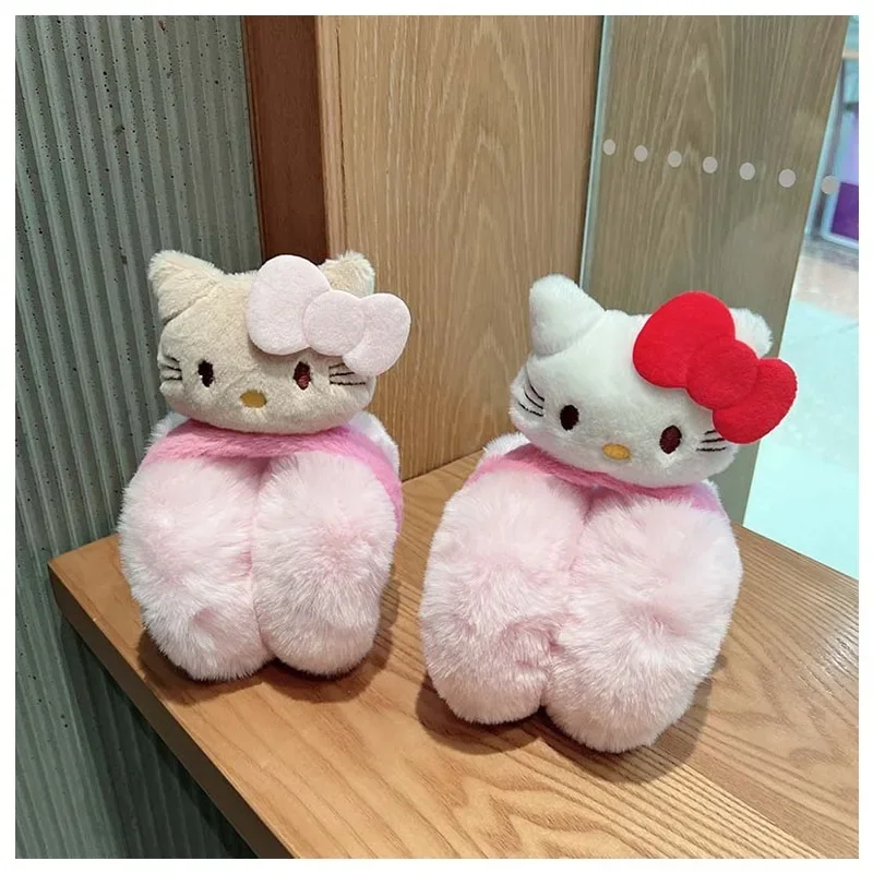 

Sanrioed плюшевая кукла Hellokittys милые детские теплые наушники кавайные осенние зимние ветрозащитные теплые плюшевые наушники