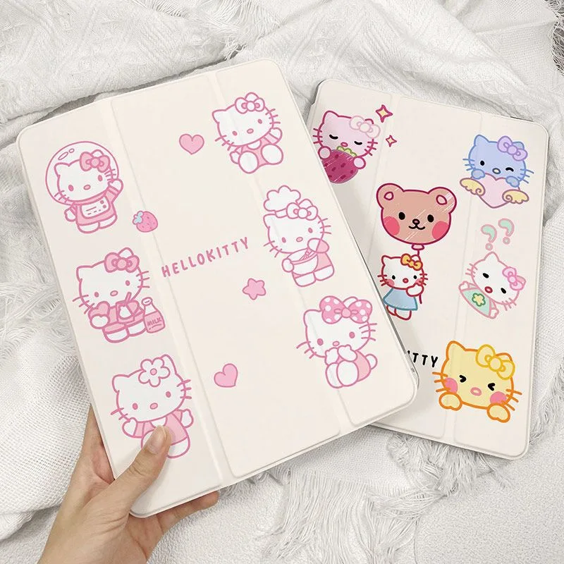 

Sanrio KT cat cute With Pen Slot For iPad Air 2021 10.2 Case Mini 6 Air 4 10.9 Silicone Protective Case iPad Pro 11 Inch Cover