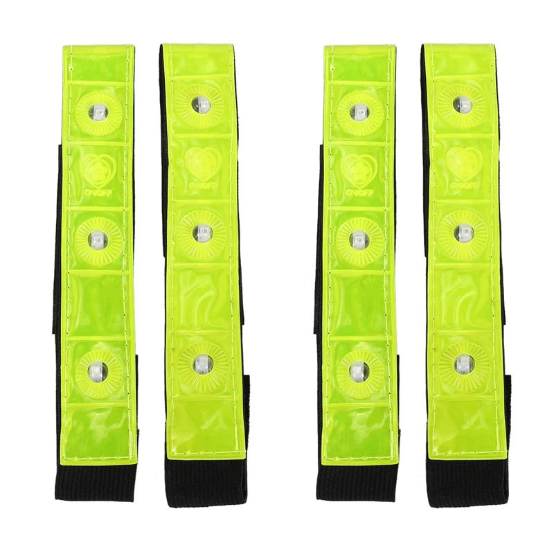 

4 светоотражающих ремешка на руку и ногу, светодиодный светильник езды на велосипеде, бега