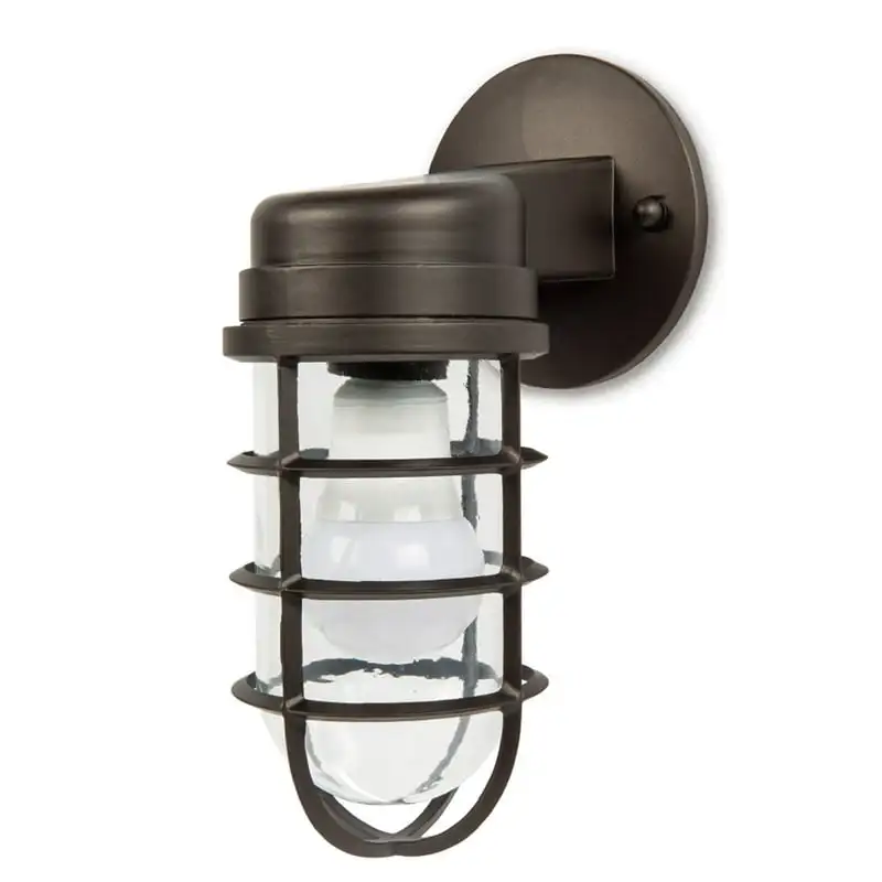 

Industrial Hardwired A19 Outdoor Hanging Lanterns, 8W /60W Equiv, Bronze Clear Glass 1-Light