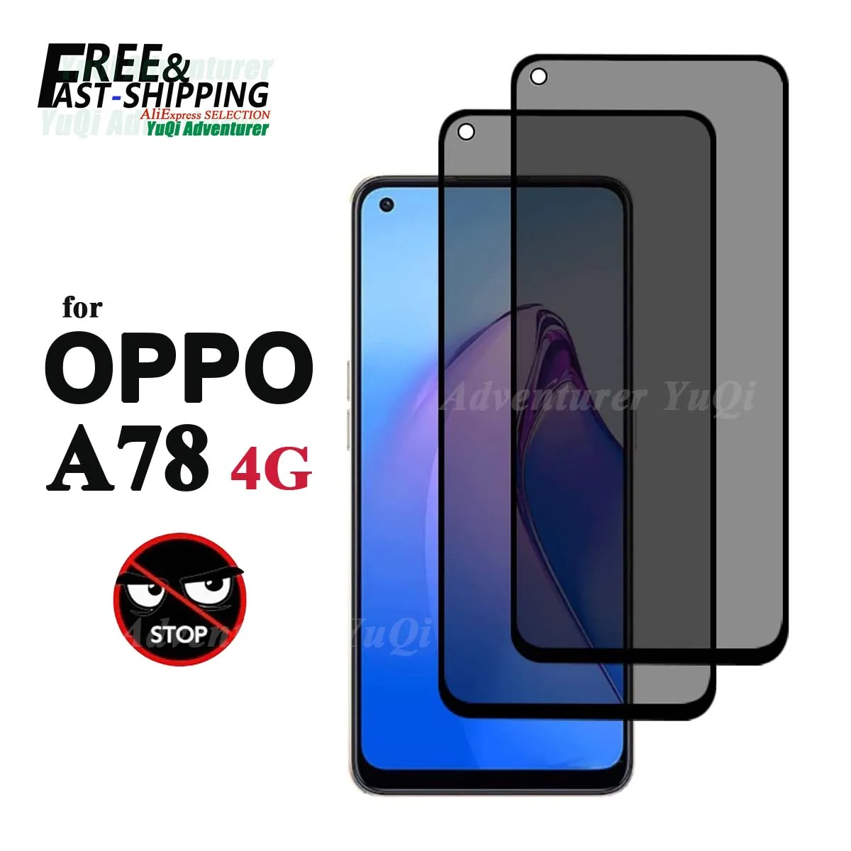 Противошпионская защита для экрана OPPO A78 4G закаленное стекло конфиденциальности