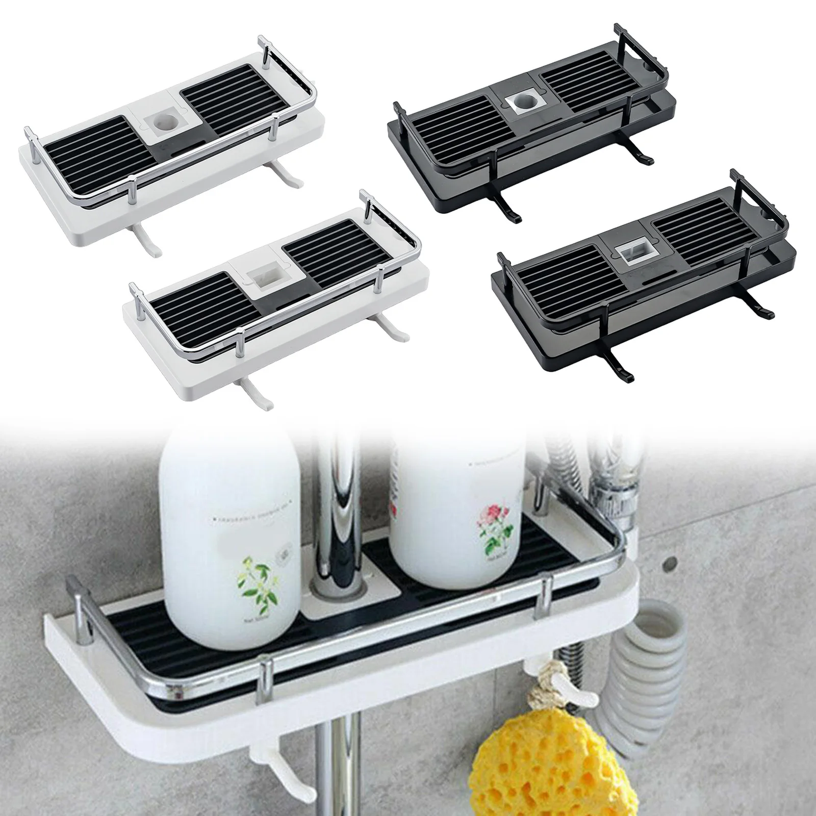 

Shower Storage Holder Rack Organizer Bathroom Shelf Shampoo Tray Stand Punch-Free Multi-Function Wall Mount Storage Rack