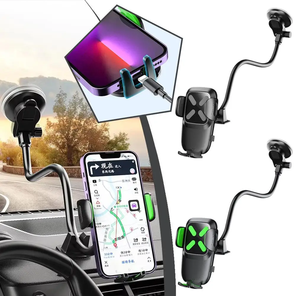 Универсальный автомобильный держатель на присоске с длинной ручкой для телефона