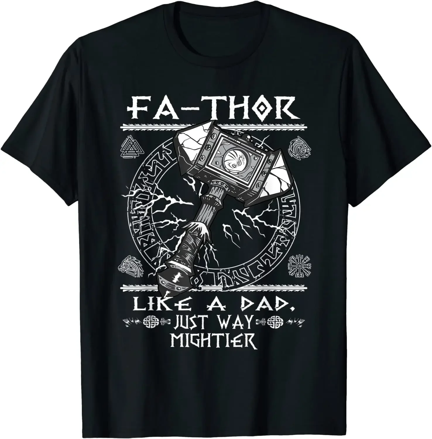 Mens Fathor - Like A Dad Just Way Mightier Father's Day Vi king T-Shirt Premium Cotton Short Sleeve O-Neck Tshirt S-3XL
