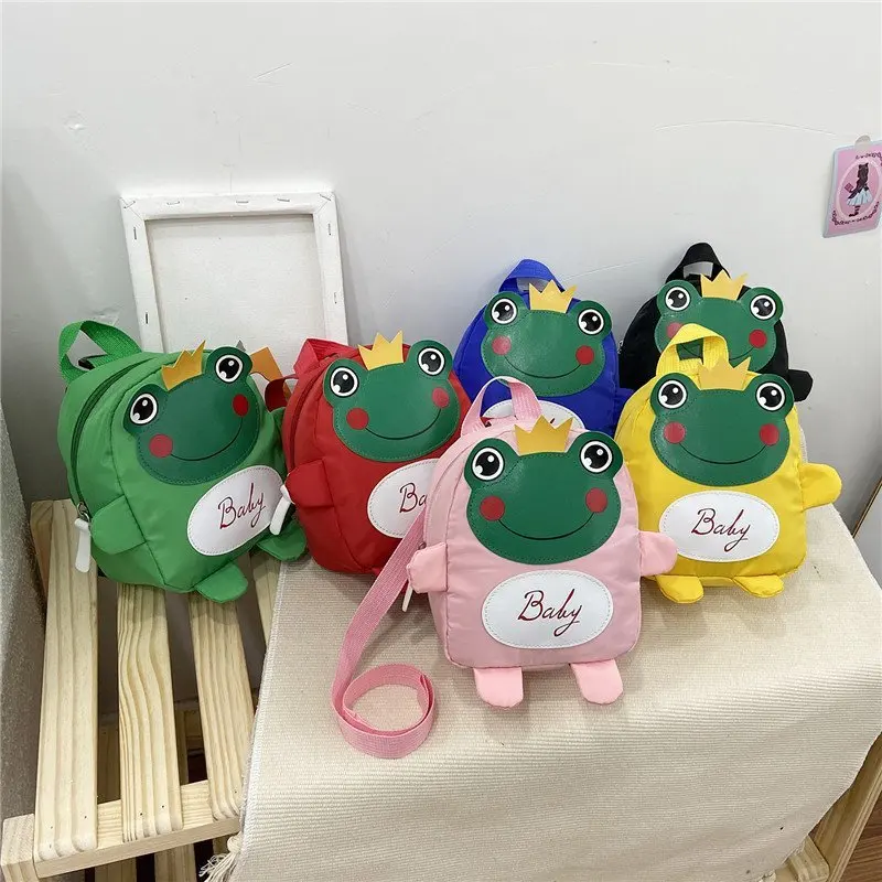 New Cartoon Frog Kids Backpacks Lovely Animals Kindergarten Student Schoolbag Adjustable Children Boy Girl Anti-lost School Bags