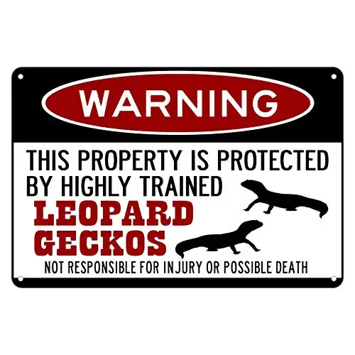 

KENSILO Leopard Geckos Warning Sign Funny Metal Tin Signs Gift Wall Decor Accessorieses