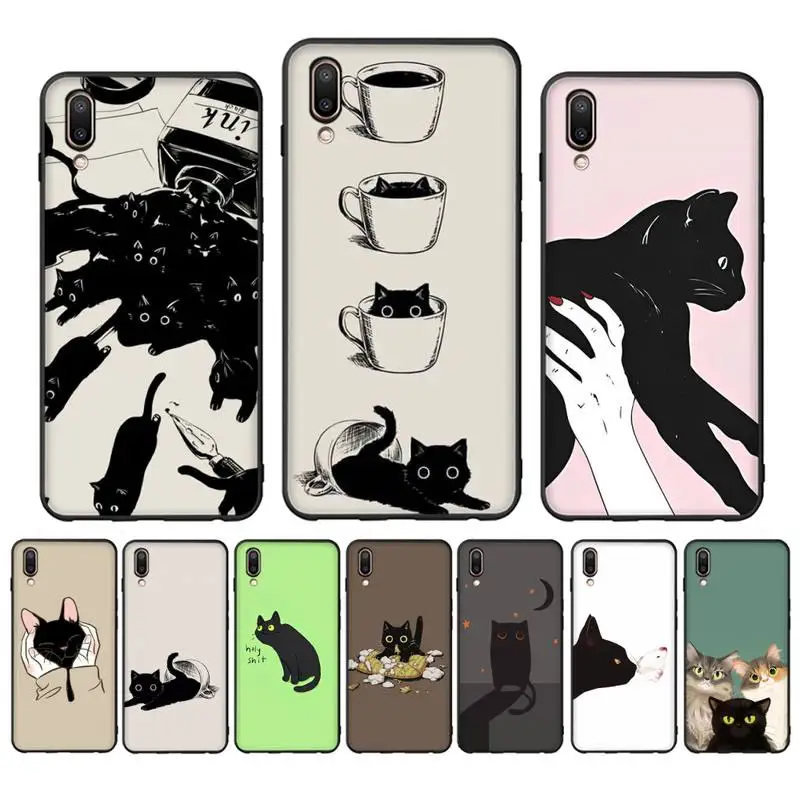 

Cat Cute art Phone Case for Vivo Y91C Y11 17 19 17 67 81 Oppo A9 2020 Realme c3