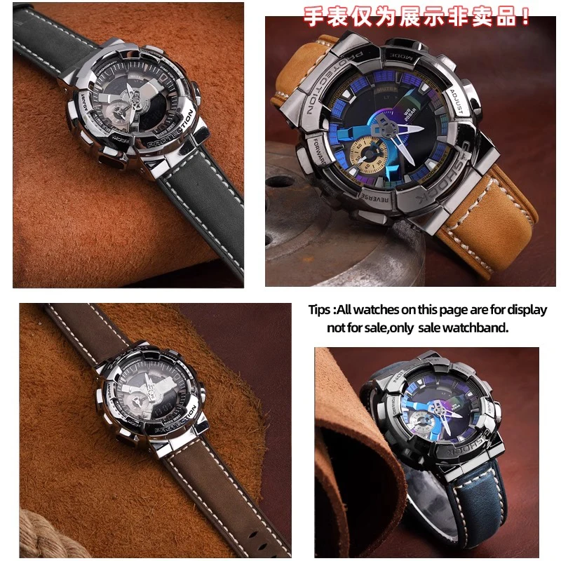 Ремешок из натуральной кожи для часов Casio GM110 GA110 браслет воловьей синий черный