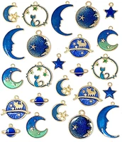 24pcs gold plated enamel cat moon star celestial charm pendant diy for earrings necklace bracelet jewelry making and crafting