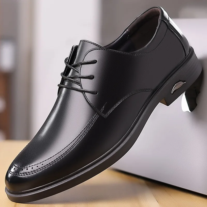 

2023 Spring New Men Genuine Leather Casual Shoes Gentleman Fashion Cow Leather Dress Shoes Leisure Business Derby Shoes