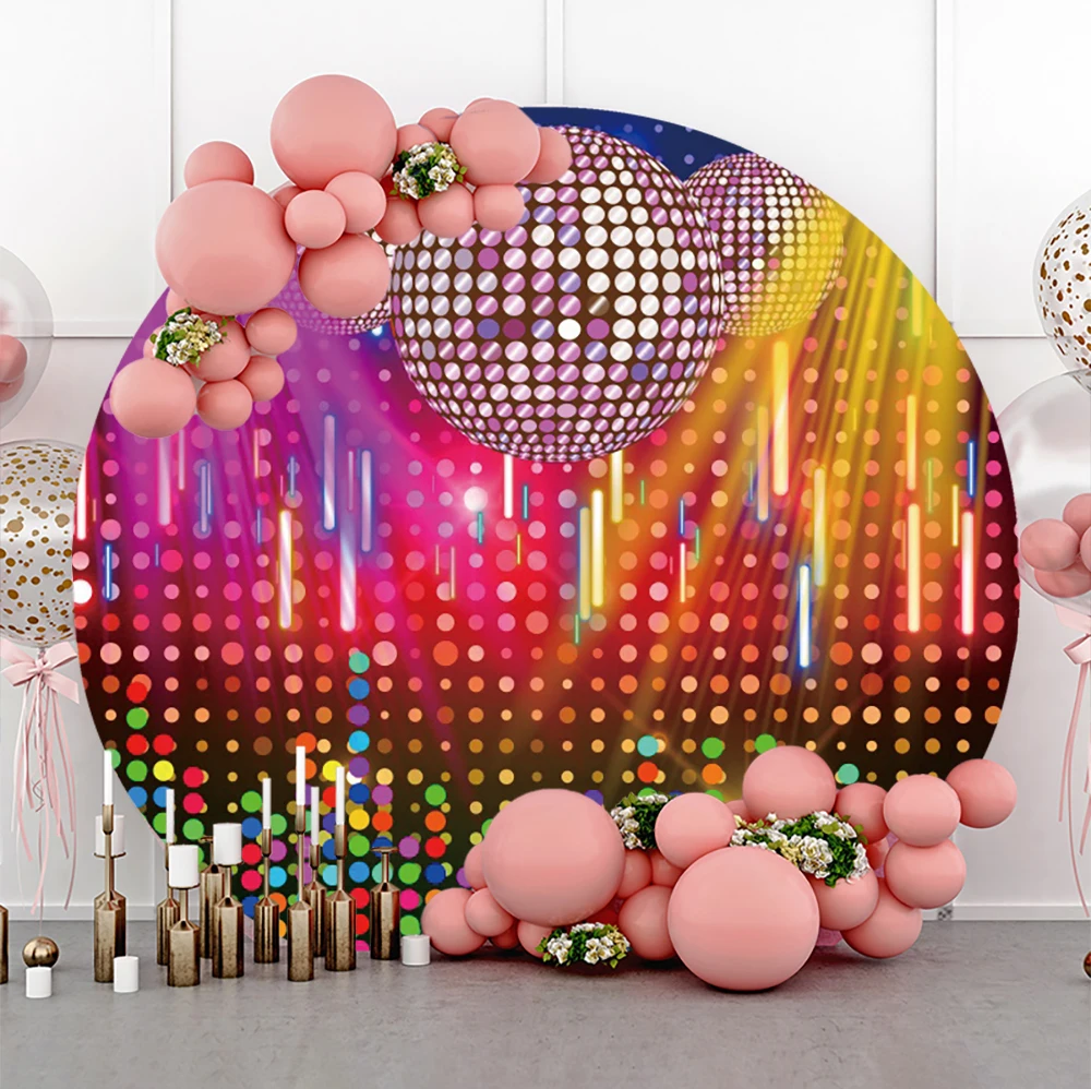 

Glitter Sequin Pattern Disco Party Round Backdrop Cover Crazy Music Party Decoration Circle Background Shine Twinkle Table Cover