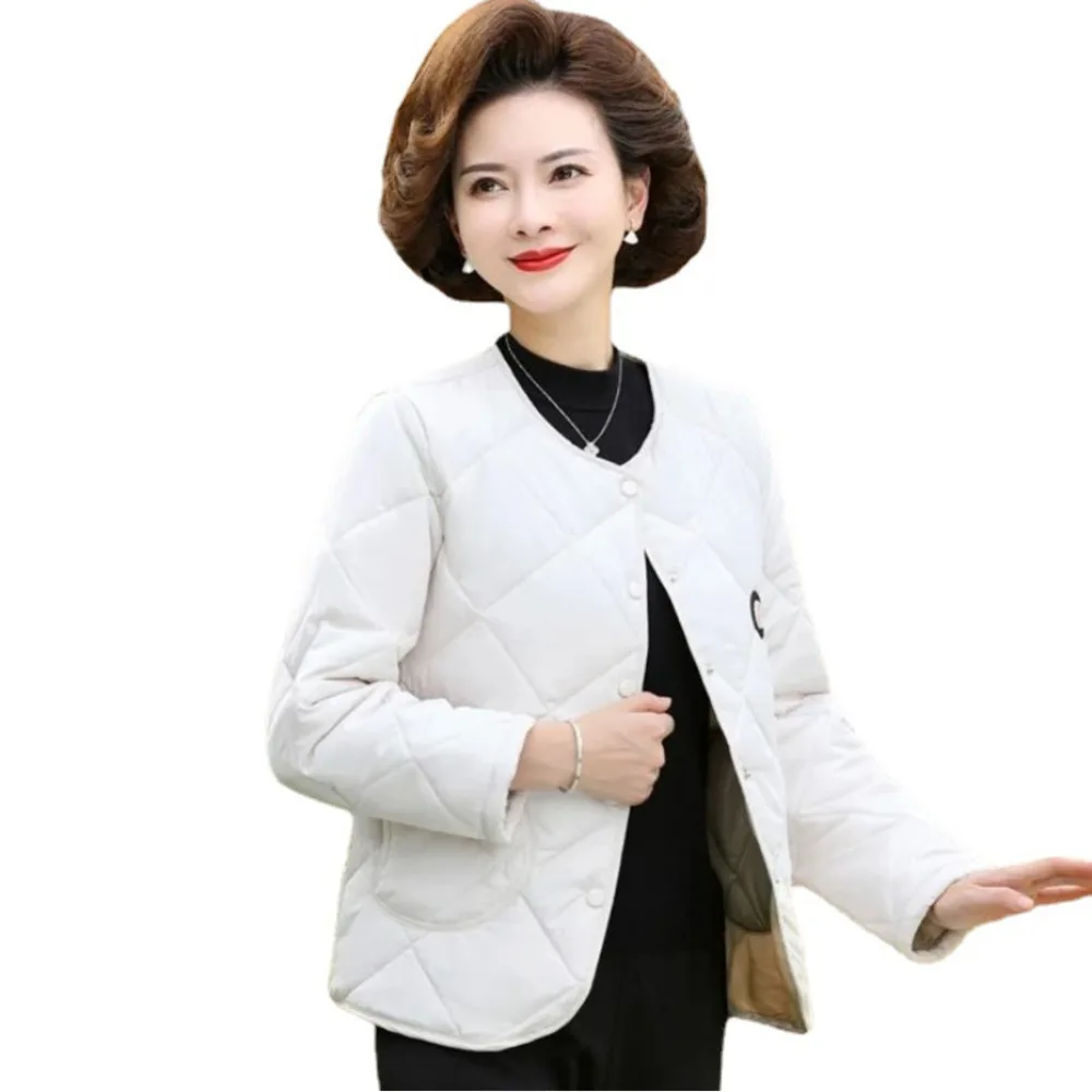 Lightweight down cotton jacket for women in autumn and winter loose large Korean version Lingge single breasted cotton clip new