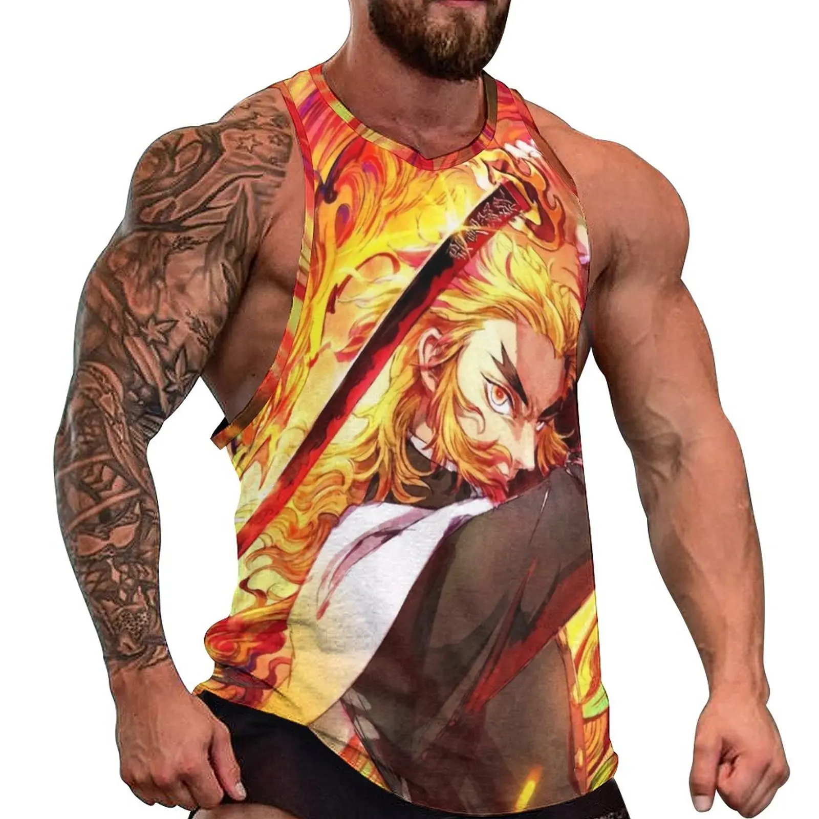 

Demon Slayer Anime Tank Top Kimetsu No Yaiba Sportswear Tops Summer Bodybuilding Man Pattern Sleeveless Vests Plus Size 4XL 5XL