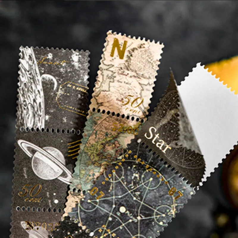 

Винтажная бумажная наклейка с изображением Луны и фазы Галактики, декоративные бронзовые наклейки, самодельные наклейки для дневника, скрапбукинга, этикетки, наклейки для дневника