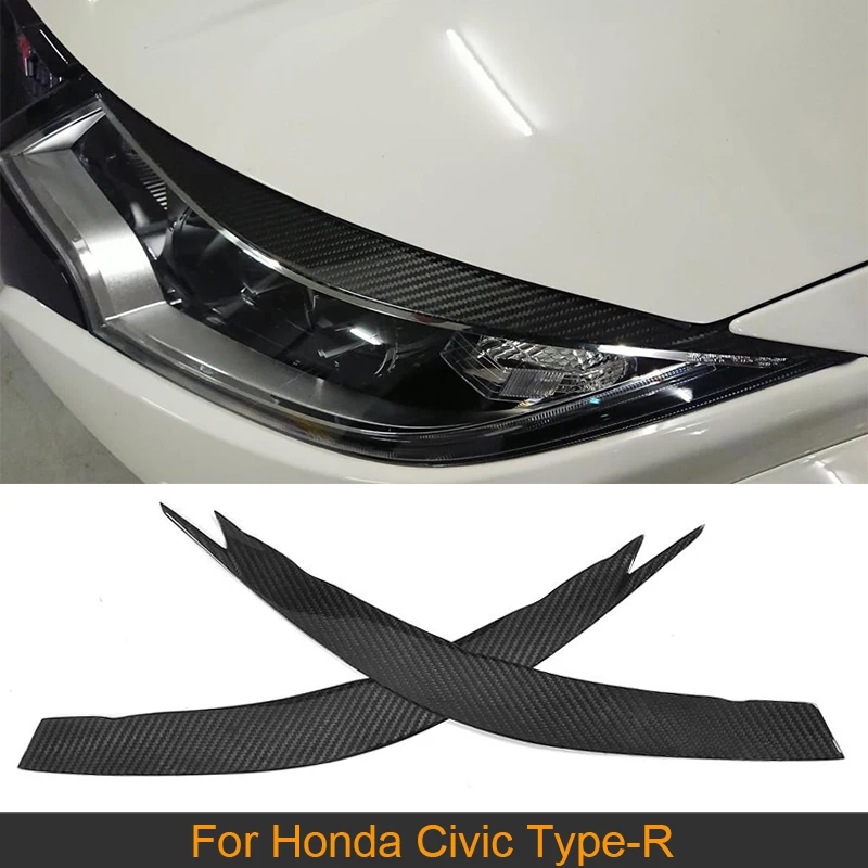 

Наклейка для передней фары и бровей из сухого углеродного волокна, декоративная отделка для Honda Civic Type-R 2015 2016, передняя лампа, веки, сухие FRP