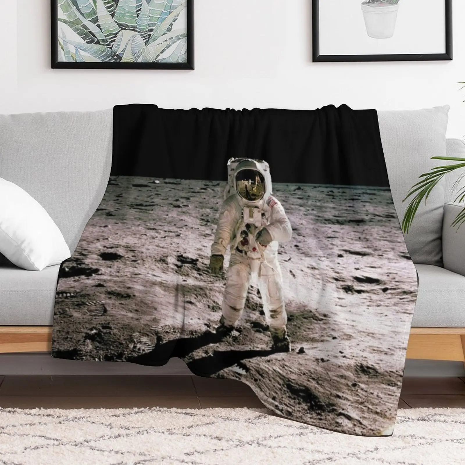 Одеяло Buzz Aldrin On The Moon дизайнерское индивидуальное подарочное очень большое