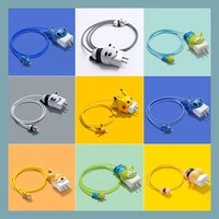 kawaii pokemon pikachu cable protector anime sanrioed hello kt doraemon charger stickers tpu spiral cord for iphone charger plug