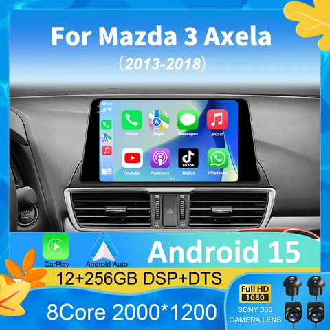Автомобильный радиоприемник Android 15 для Mazda 3 Axela 2013-2018 Мультимедийный видеоплеер Стерео Авторадио Carplay GPS-навигация 5G WIFI DSP