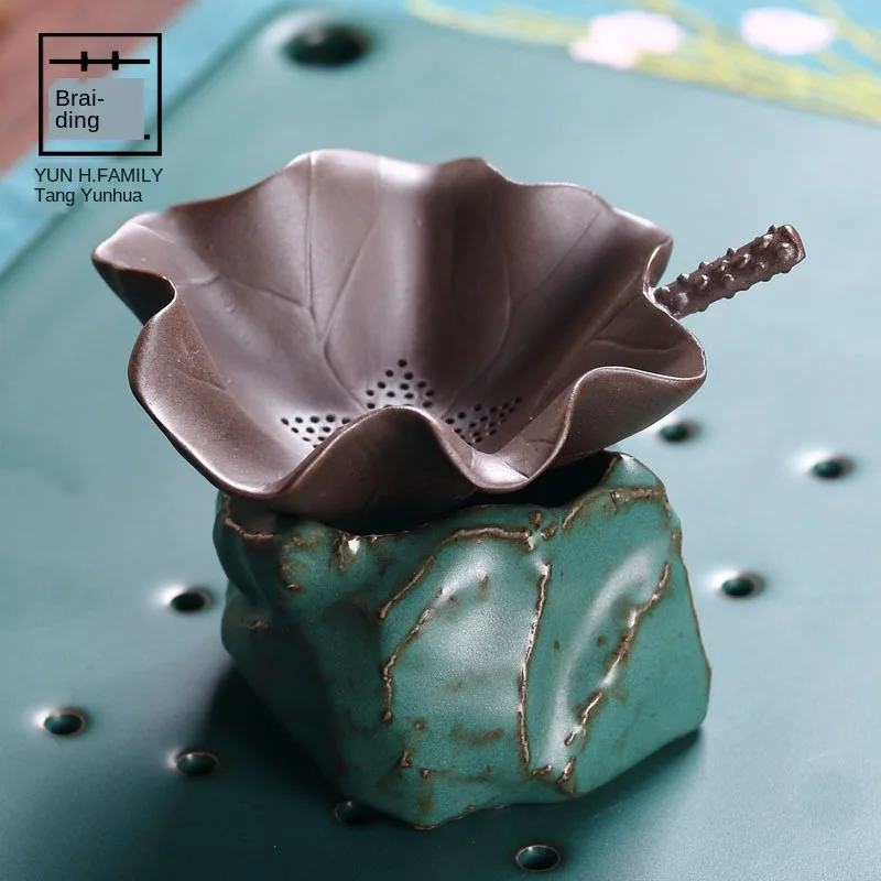 

Креативное чайное ситечко ручной работы с листьями лотоса в пруду, керамический фильтр для чайных листьев, Чайный фильтр, керамический чайный инфузер, чайный набор Siteel