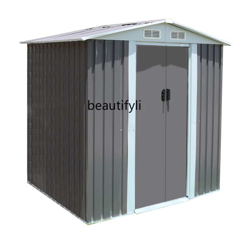 

CXH Outdoor Tool Room Garden Villa Simple Storage Room Movable Iron Sheet House