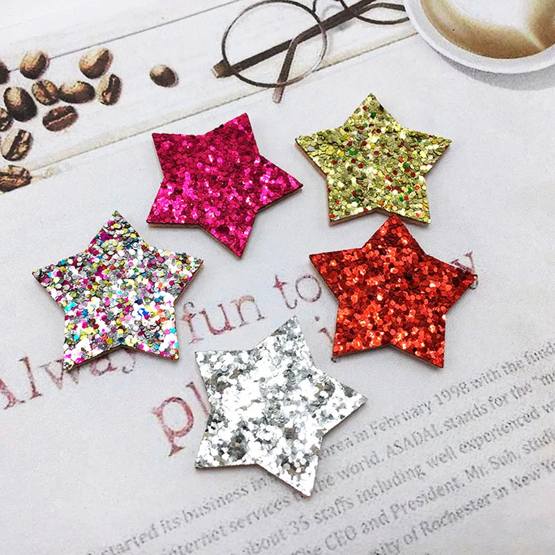 

36Pcs 35mm Colorful Gold Powder Stars DIY Handmade Patch Material Children's Clothing Hat Hairpin Accessories