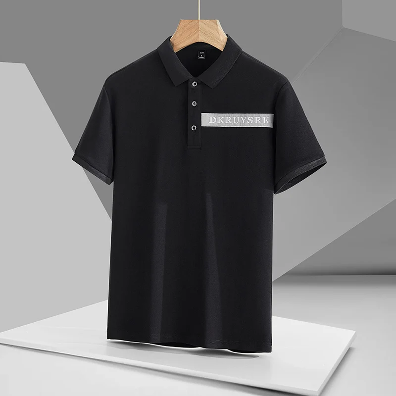 

Casual 2023 Summer Short Sleeve Solid White Black Polo Shirt Brand Fashion Clothes For Men Oversize 3XL