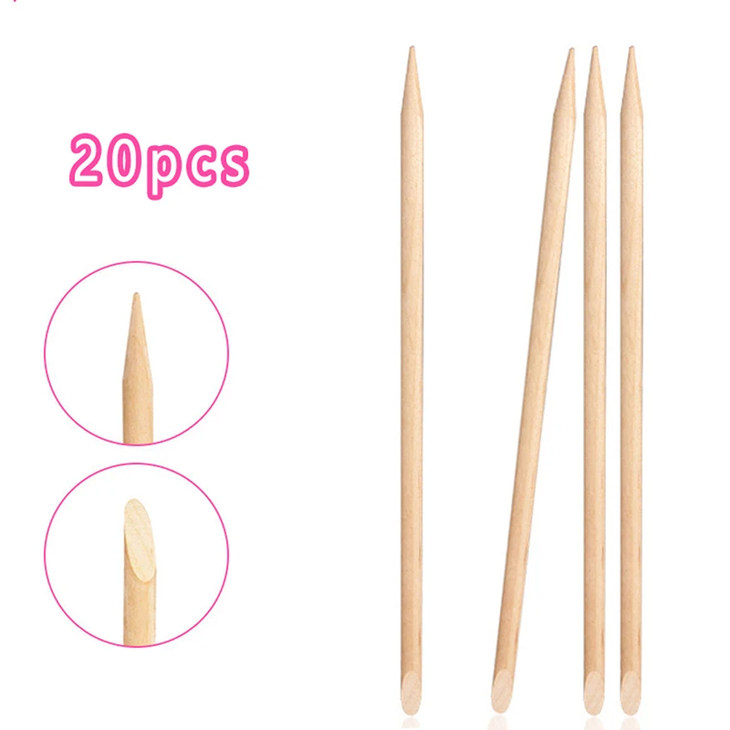 

20Pcs Nail Cuticle Pusher Orange Wood Sticks Manicures Remover Wooden Design Nail Gel Polish Drawing Stick for Nail Art Tools