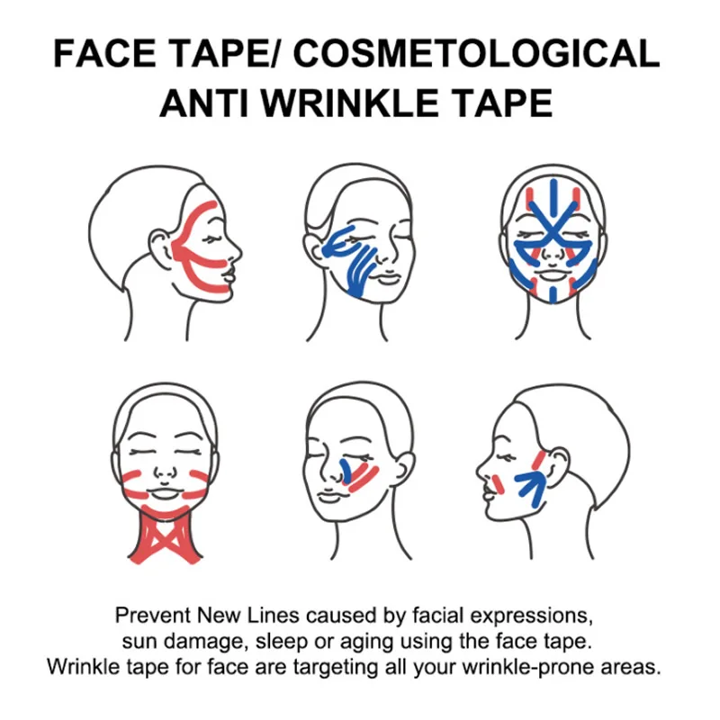 Facial Neck Lift Kinesiology Tape Anti Wrinkle Patches Anti Freeze Bandage for Unisex Firming Skin Beauty Myofascial Release images - 6