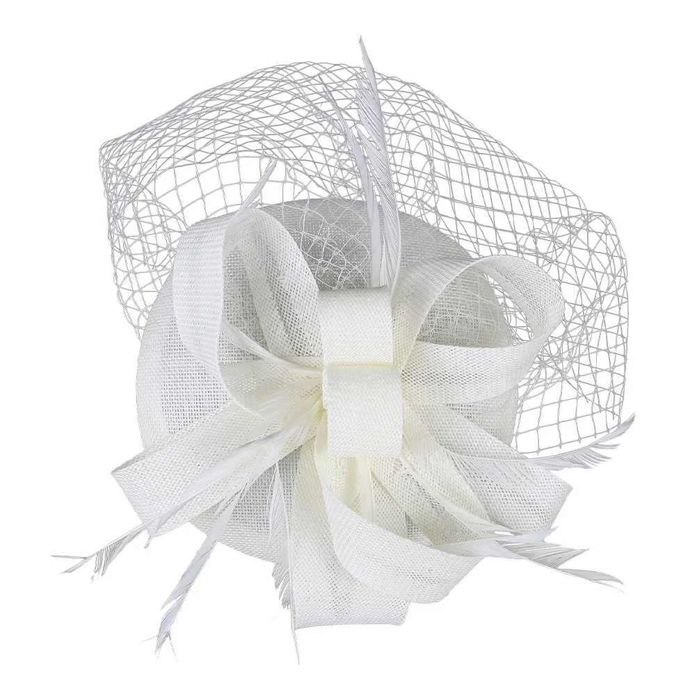 

Fascinators Hat Tea Party Veil Mesh Veil Headband Banquet Tea Party Headwear with Veil for and ( Beige )