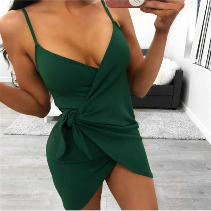 

Summer Sexy Dress Deep V Neck Dress Women Side Split Mini Slim Bodycon Dress Party Women Dress Women Clothing 2021