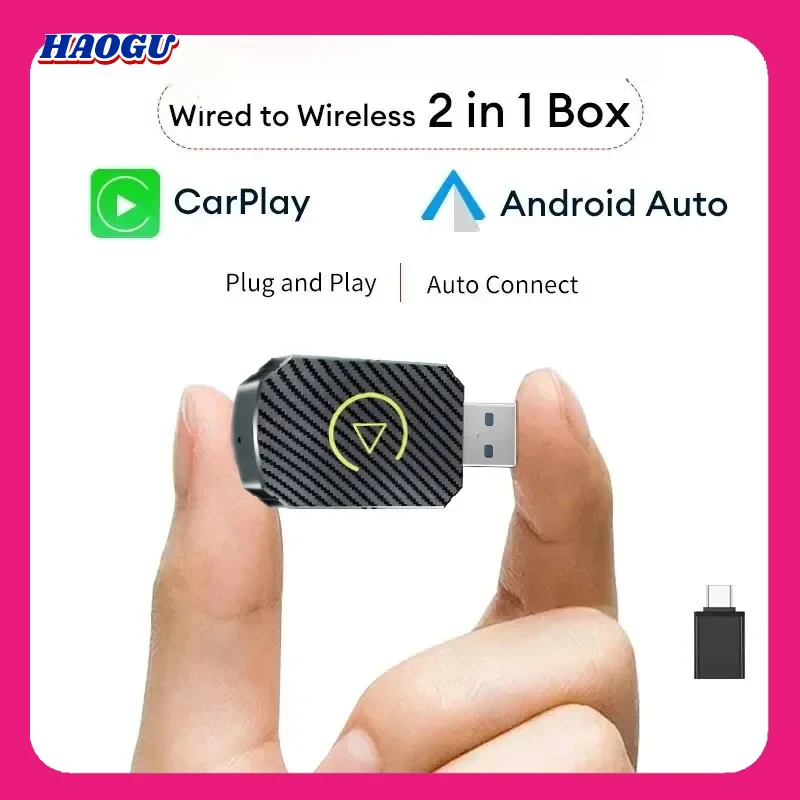 HAOGU Wireless CarPlay Android Auto Беспроводной адаптер Smart Mini Box And Play WiFi Быстрое подключение