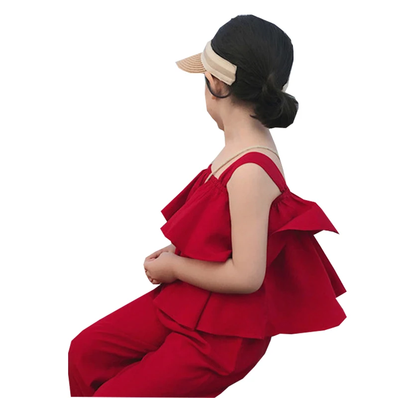 

Комплект для девочек, Новинка лета 2023, детский тонкий корейский комплект из двух предметов с ремешком и фонариками для девочек