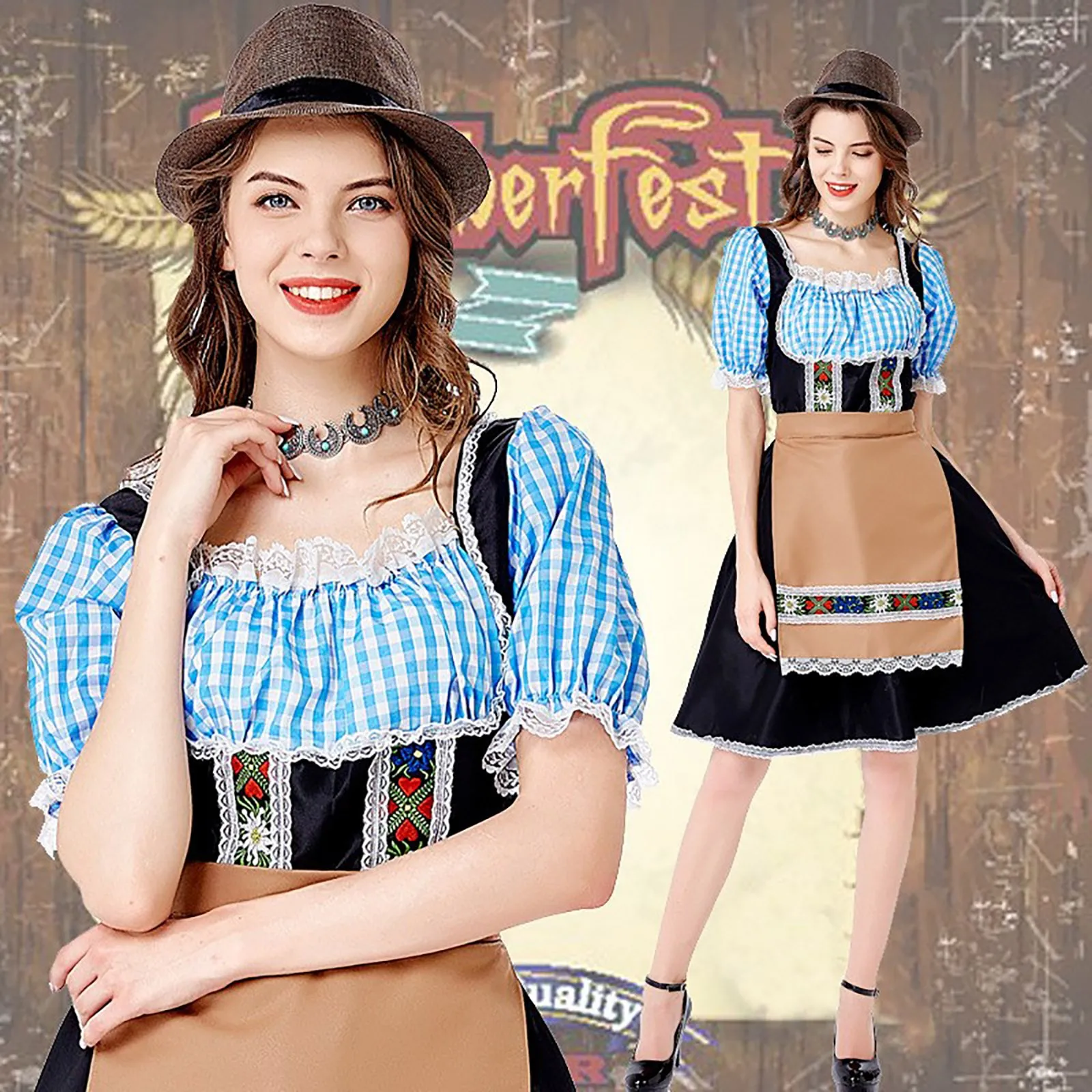 

Traditional Couples Oktoberfest Costume Parade Tavern Bartender Waitress Outfit Cosplay Carnival Halloween Fancy Party Dress New