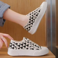 flat sneakers elegant lace up gingham designed canvas white shoes on platform for women casual female autumn shoes comfortable