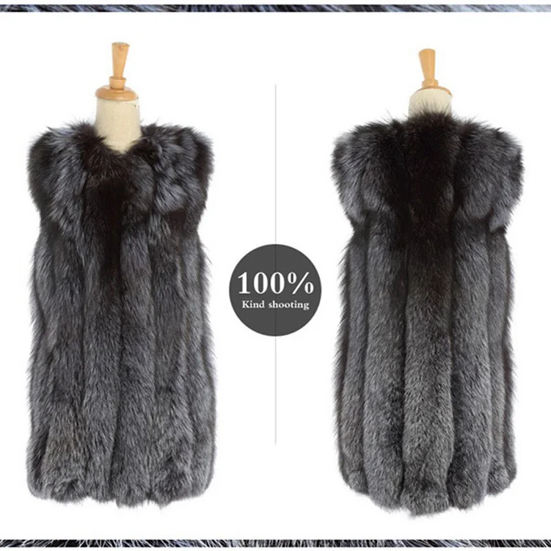 ICCLEK Fur coat women made fur women long hair medium long female silver fox imitation fur vest