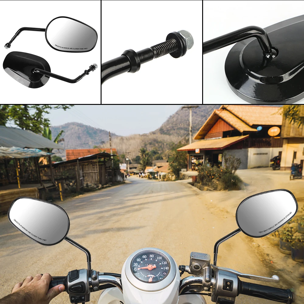 

LEEPEE Silver Reflector Side Mirrors Black Motorcycle Rearview Mirror Motorcycle Accessories 2Pcs/Pair