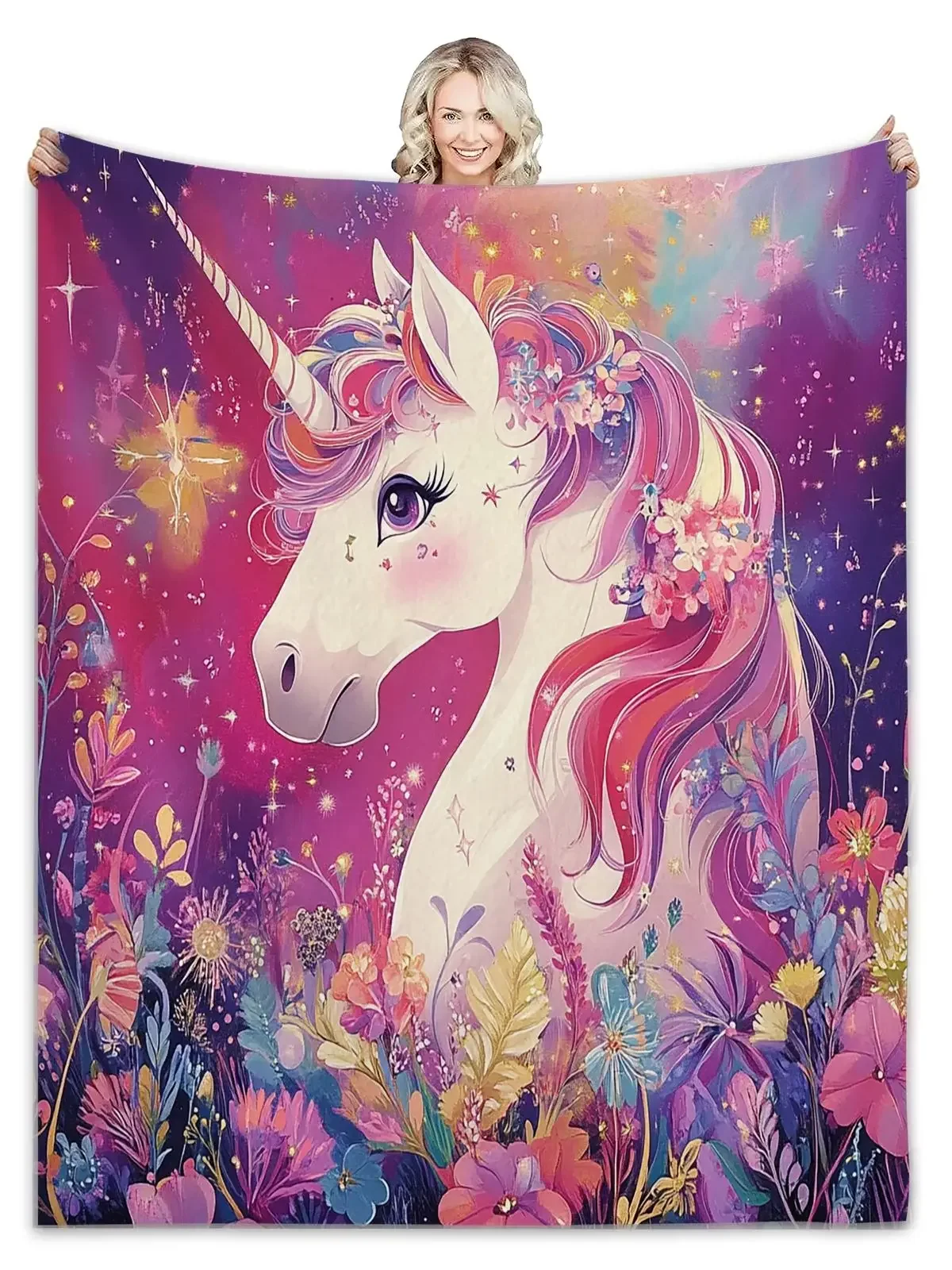 

Флисовое одеяло с принтом единорога