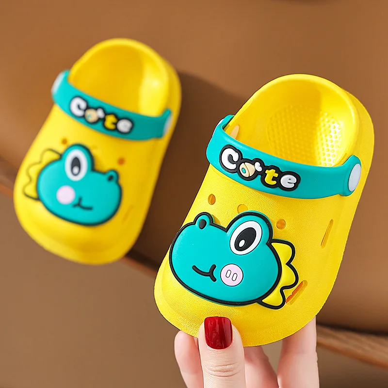 Cute Little Dinosaur Children Hole Sandals Girls Soft Sole Home Slippers Boys Anti-slip Outdoor Sandals Light Comfort Baby Slide