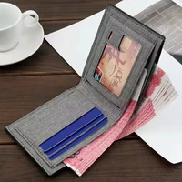 men wallet leather billfold slim hipster canvas credit cardid bag holders inserts coin purses luxury business foldable wallet