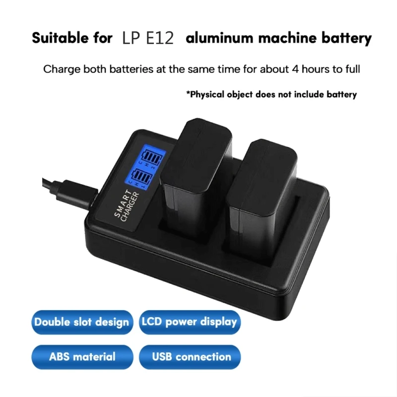 Портативное двухканальное USB-зарядное устройство с ЖК-дисплеем LP-E12 E12 для M SL1 100D