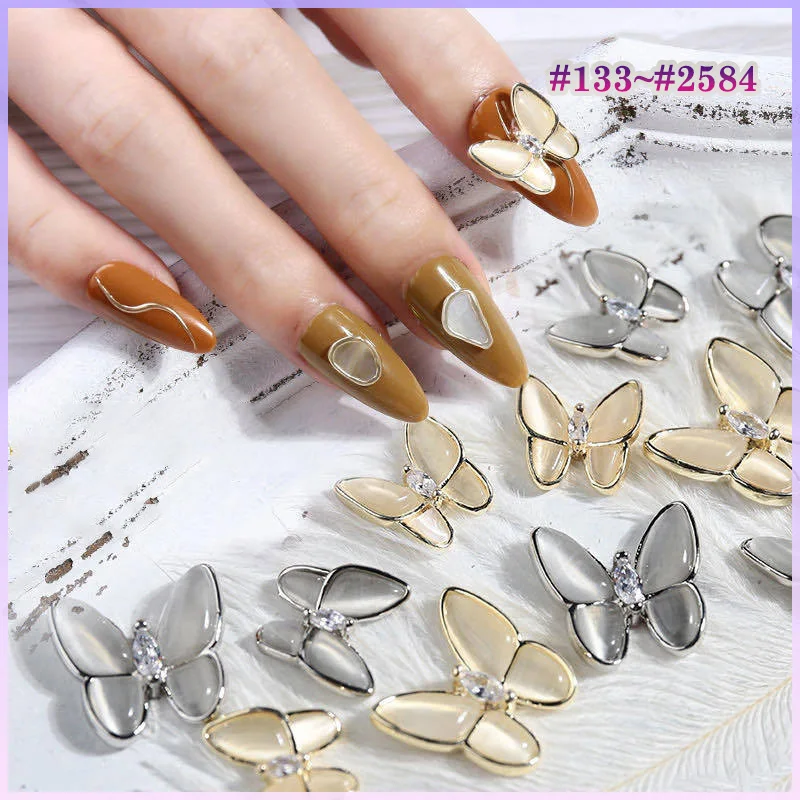 

Butterfly Nail Jewels Charms Part Luxury Brand Logo Design Glitter Diamonds Manicure Art Decoration Rhinestone Accessories 5 Pcs